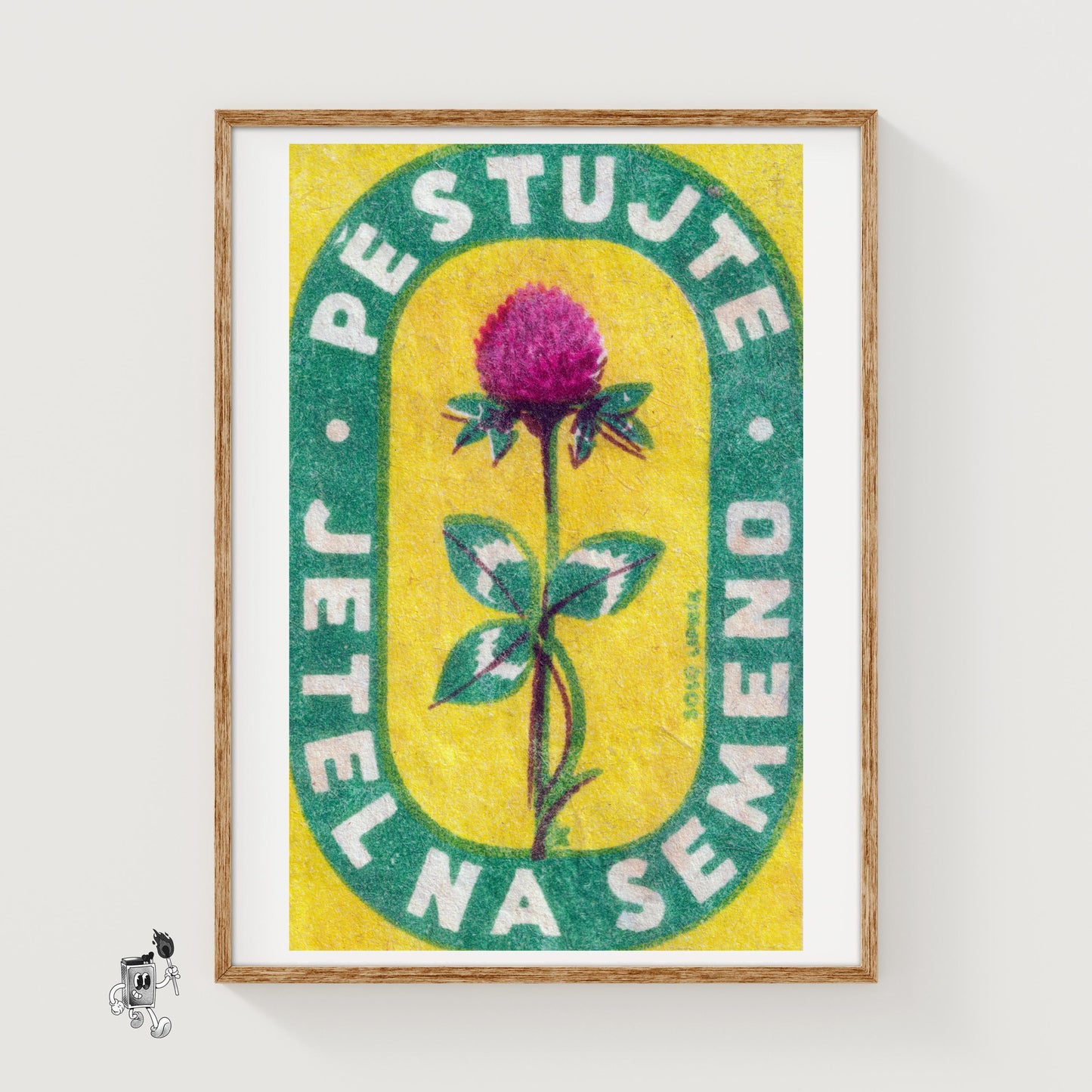 Red Clover Flower - vintage matchbox label print