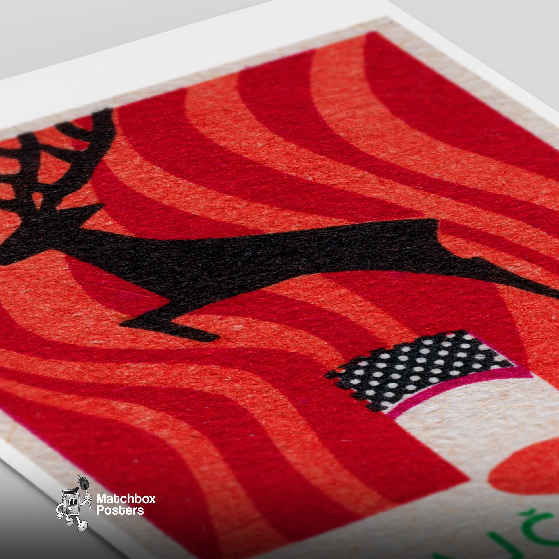 Jumping Deer - vintage matchbox label print - close-up detail