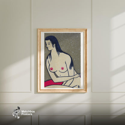 Nude Woman - vintage matchbox label print - bedroom mockup