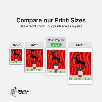 Jumping Deer - vintage matchbox label print - gallery wall preview