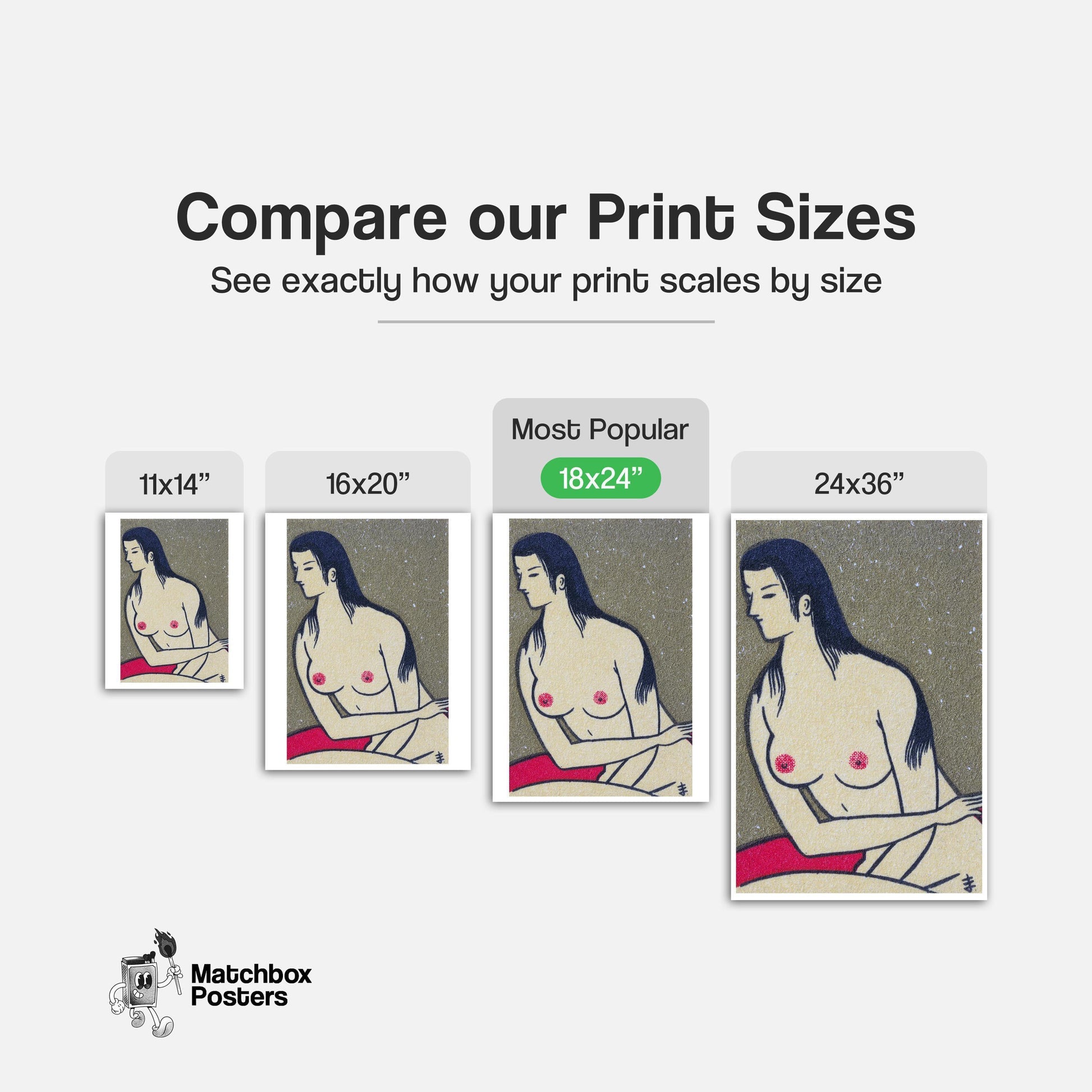 Nude Woman - vintage matchbox label print - gallery wall preview