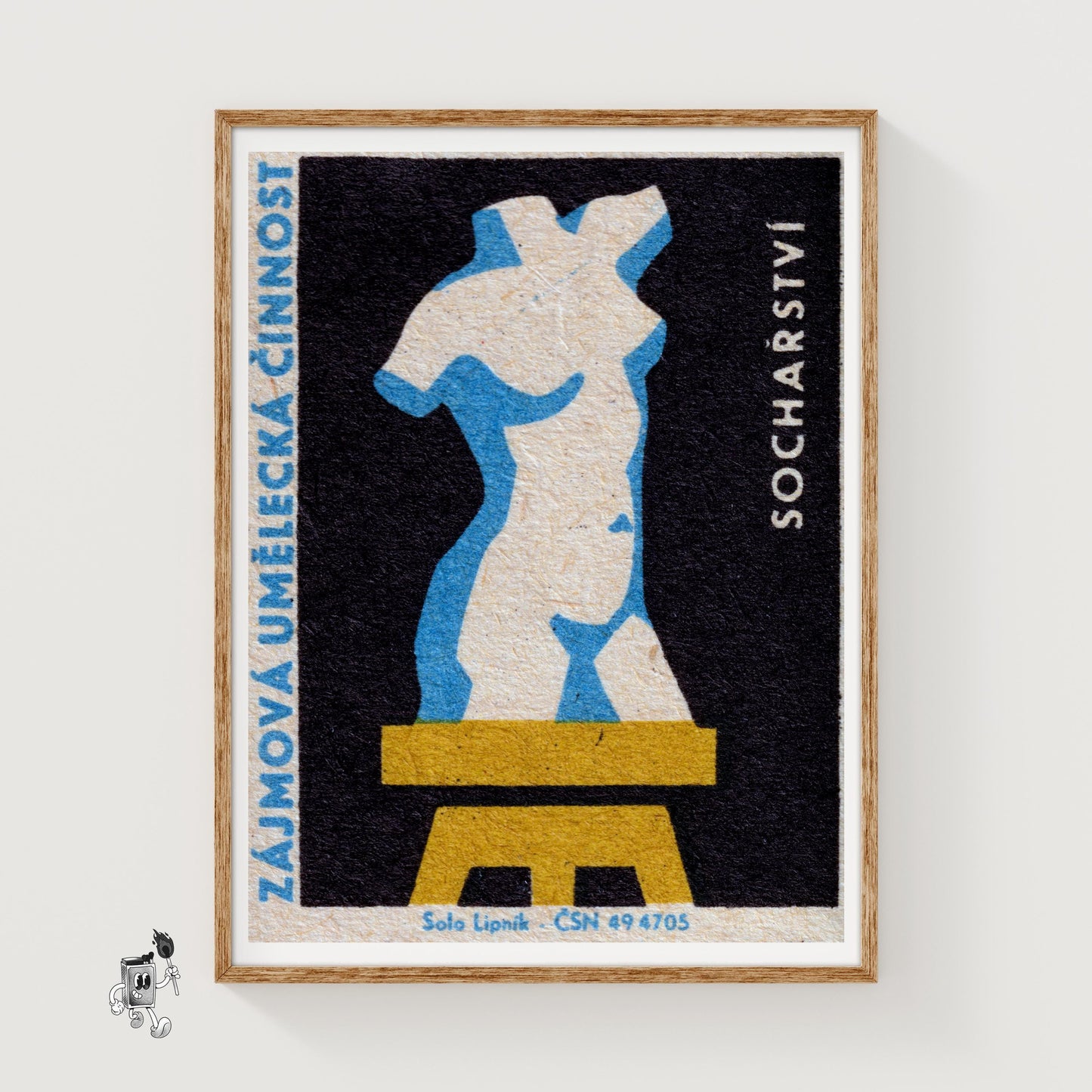Sculpture Bust - vintage matchbox label print