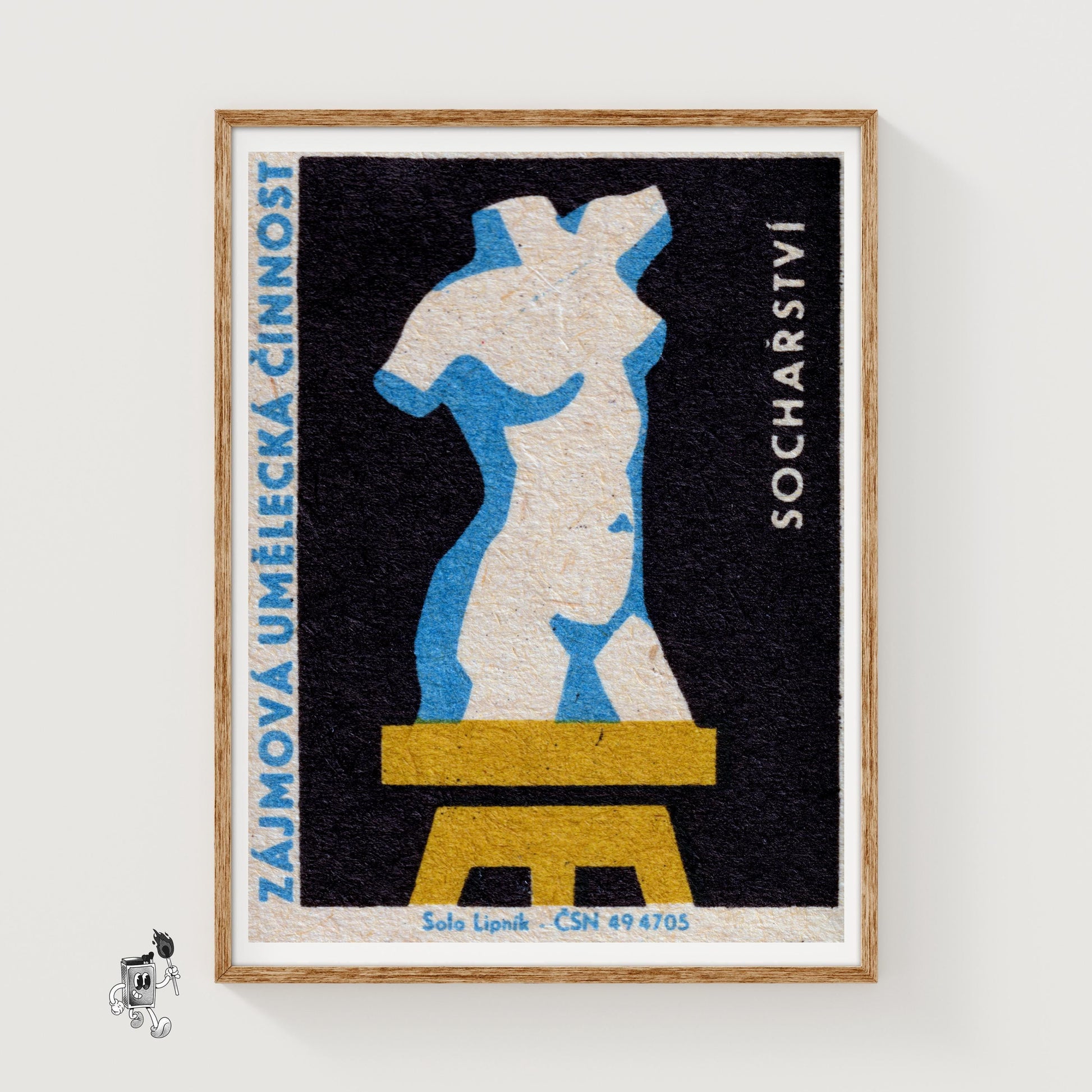 Sculpture Bust - vintage matchbox label print
