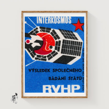 Satellite - vintage matchbox label print