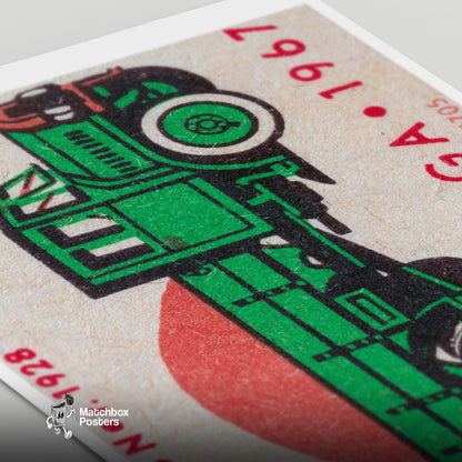 Green Truck - vintage matchbox label print - close-up detail