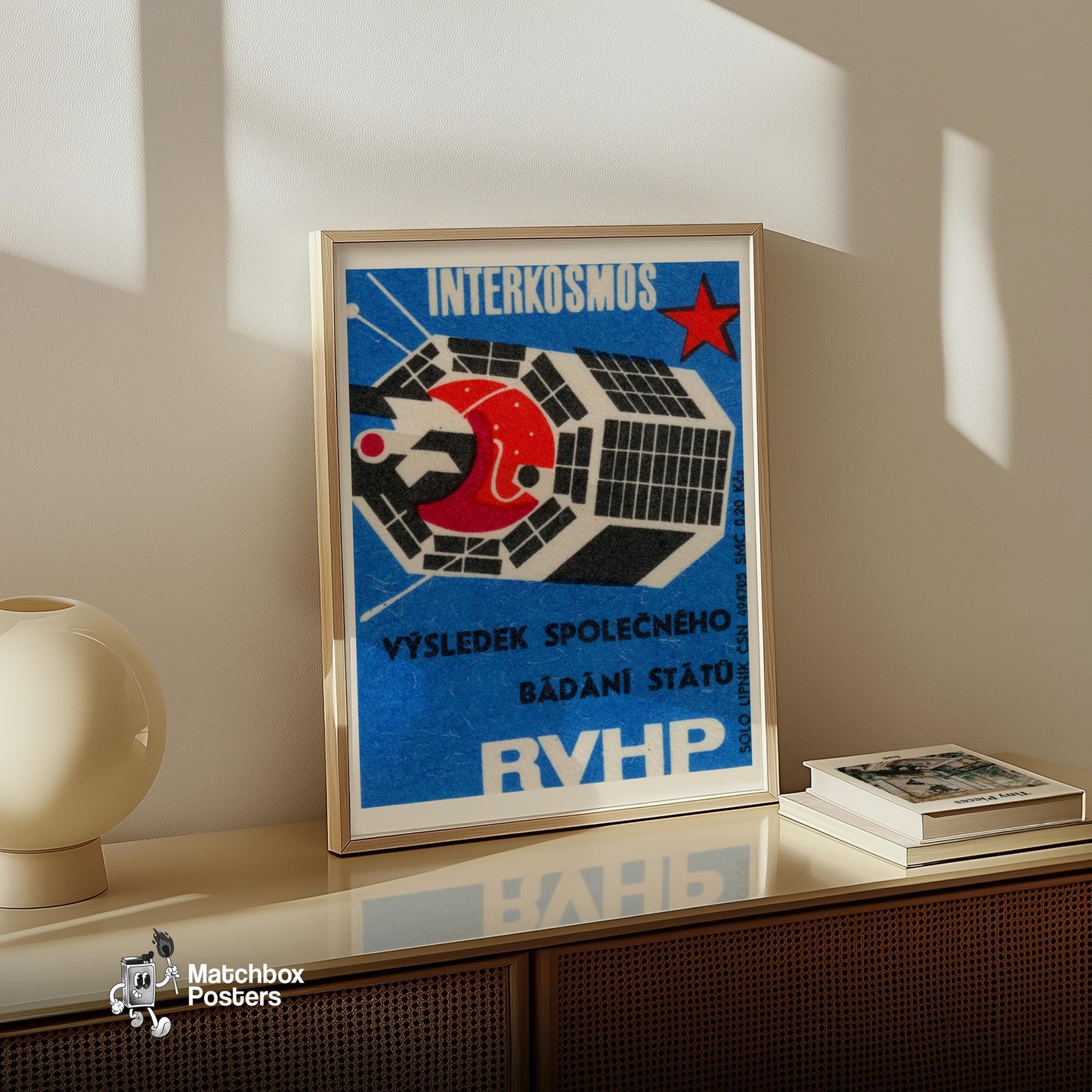Satellite - vintage matchbox label print - size comparison