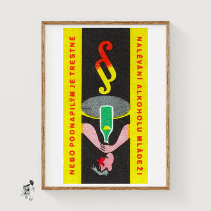 Drunken Man - vintage matchbox label print