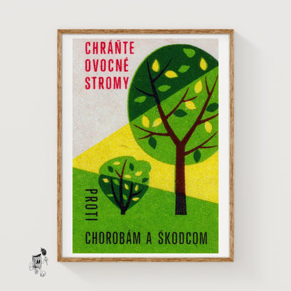 Fruit Trees - vintage matchbox label print