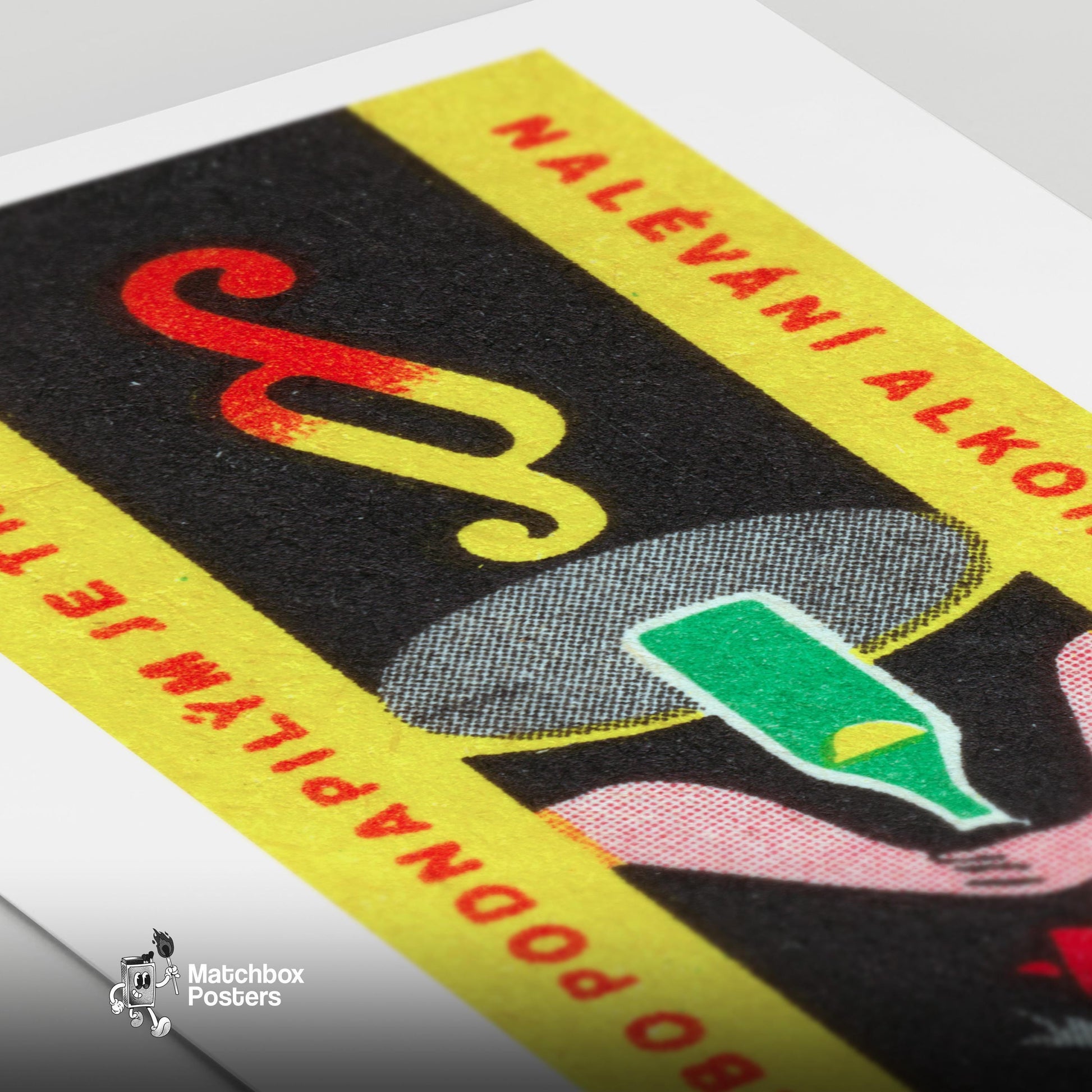 Drunken Man - vintage matchbox label print - close-up detail