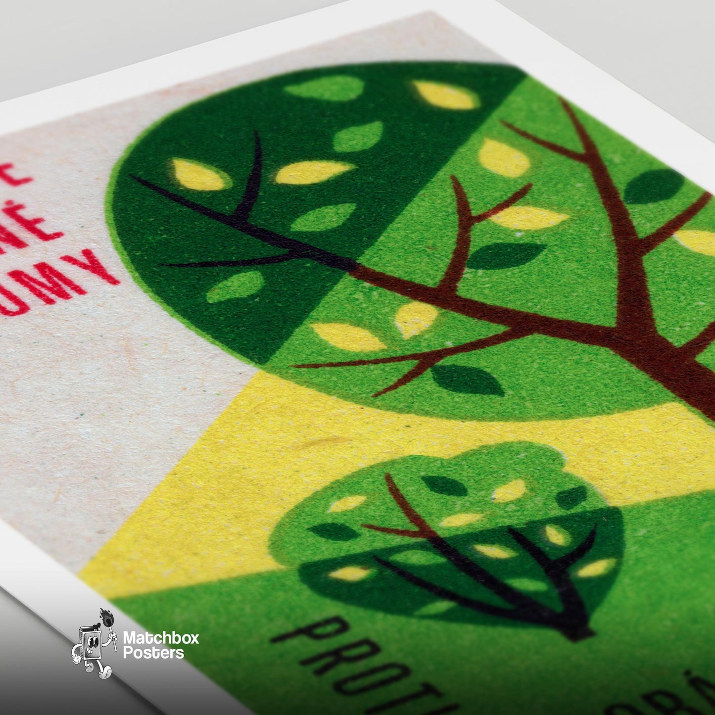 Fruit Trees - vintage matchbox label print - close-up detail