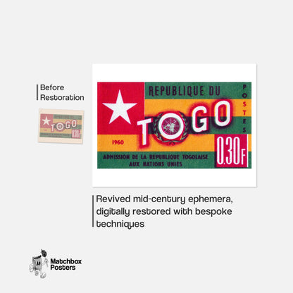 Togo Flag Togo - vintage matchbox label print - framed wall art preview