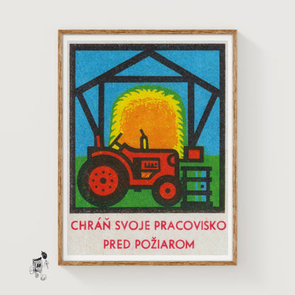Red Tractor - vintage matchbox label print