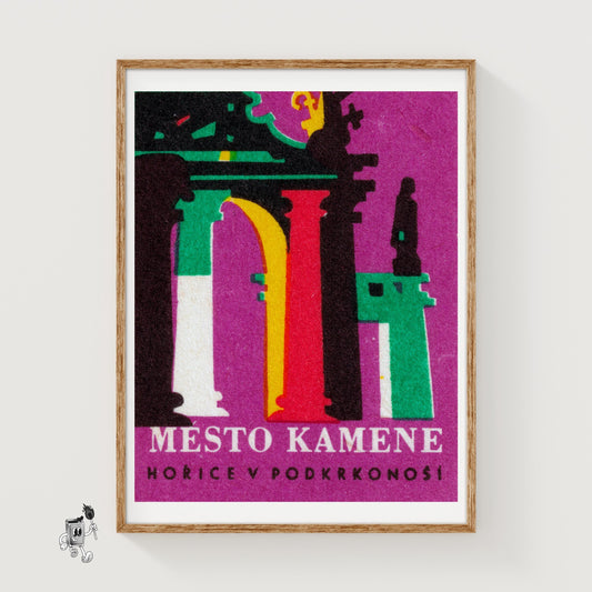 City of Kamene - vintage matchbox label print