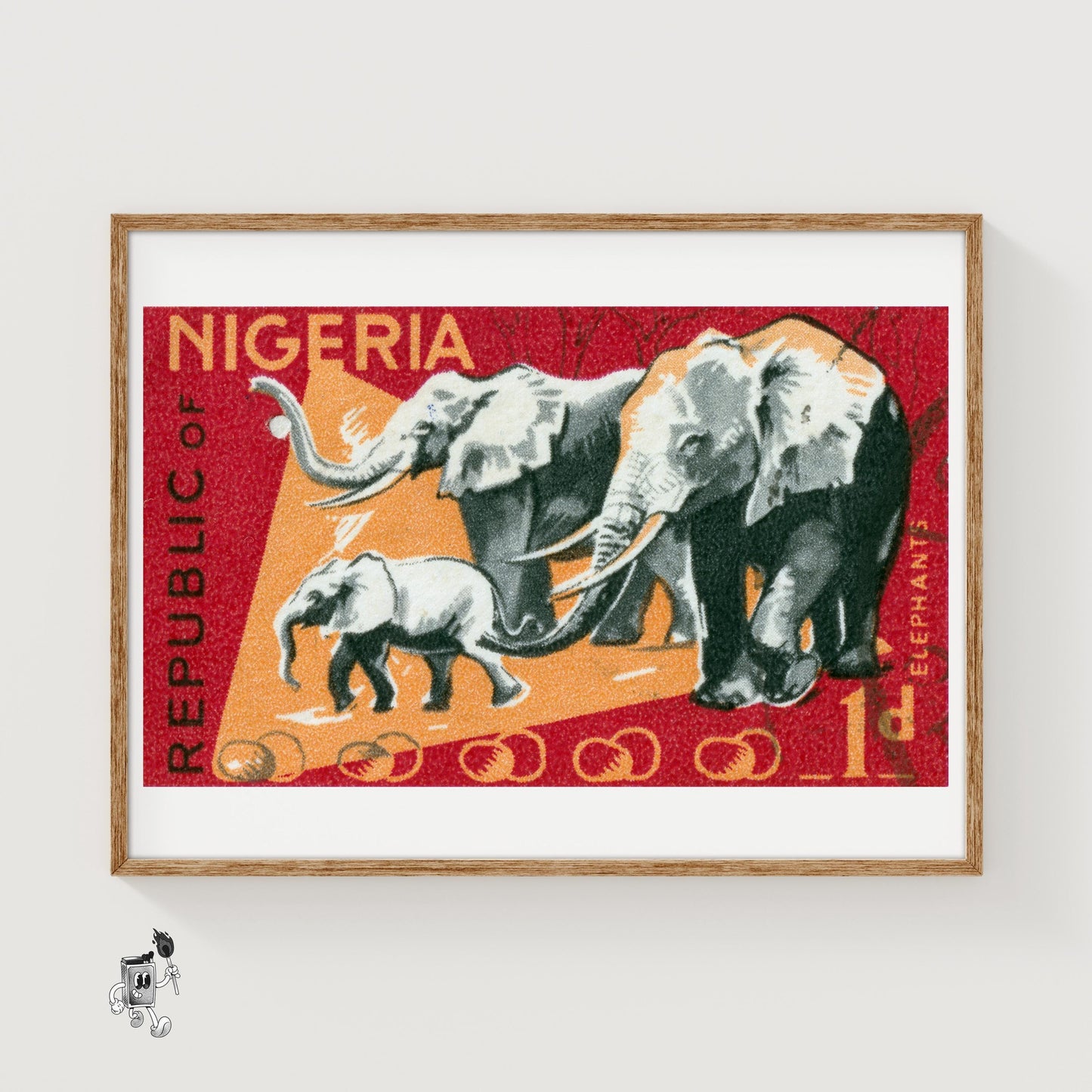 Herd of Elephants - vintage matchbox label print