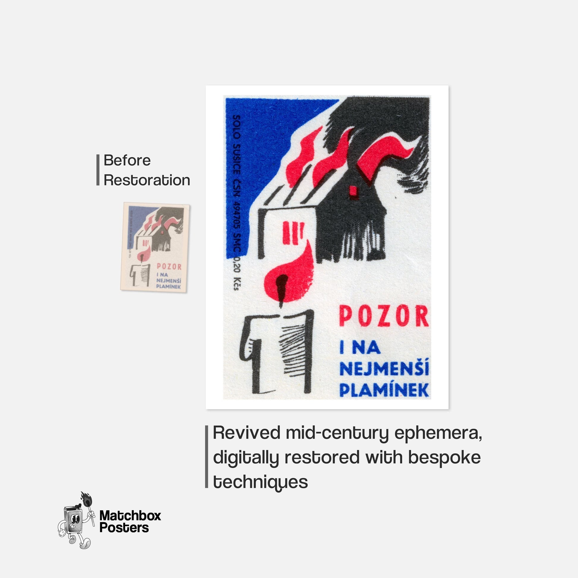 Candles Burn Down Houses - vintage matchbox label print - framed wall art preview
