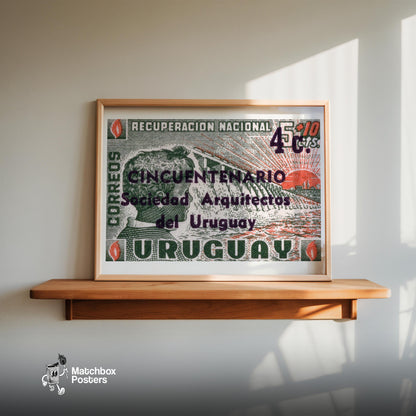 Profile Of A Man Uruguay - vintage matchbox label print - size comparison