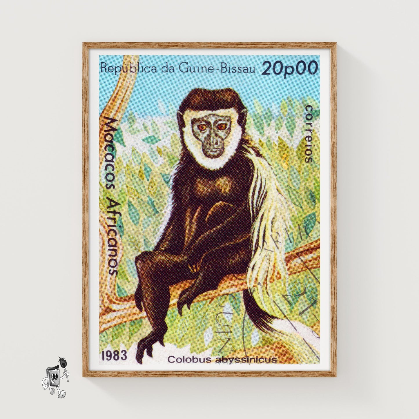Colobus Monkey - vintage matchbox label print