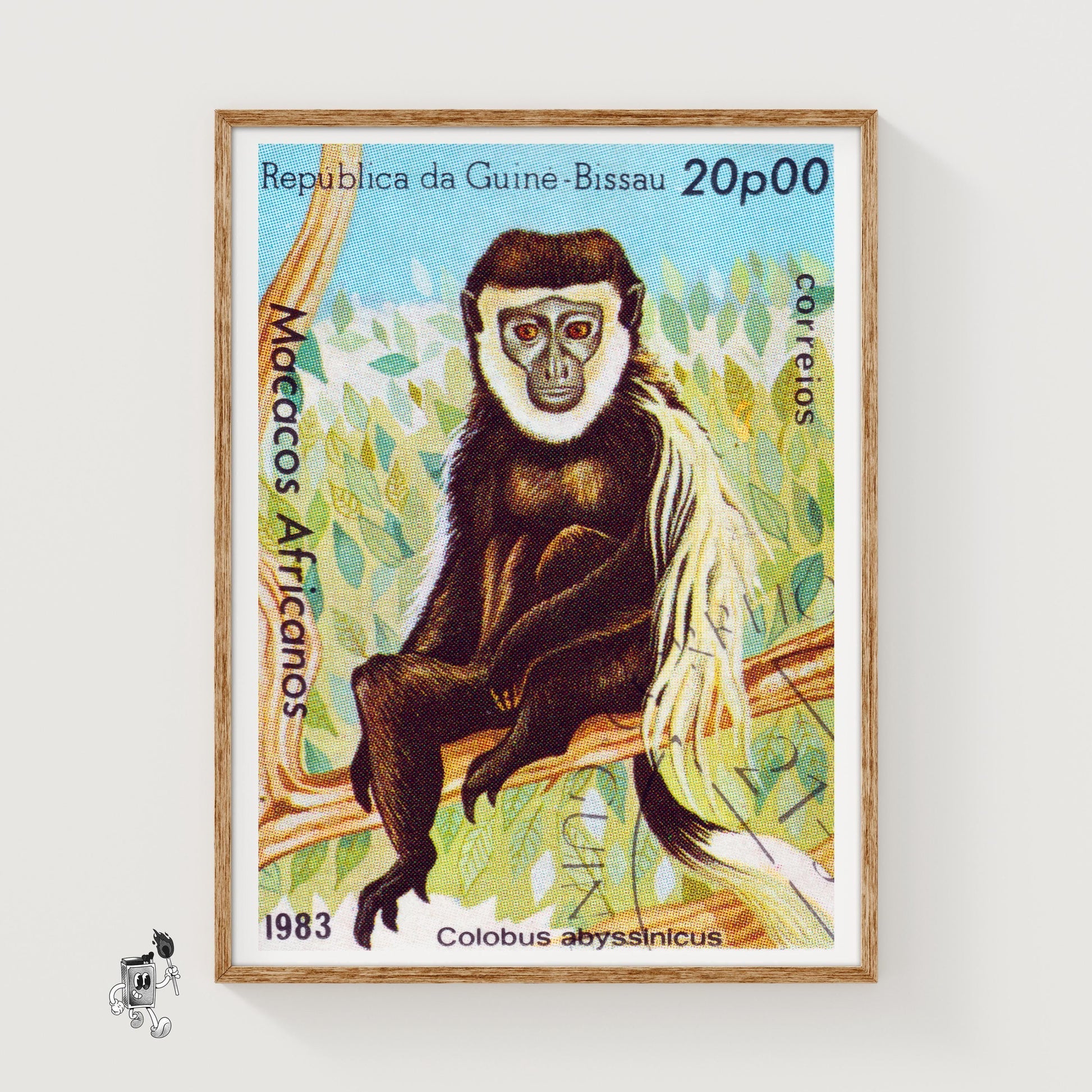 Colobus Monkey - vintage matchbox label print