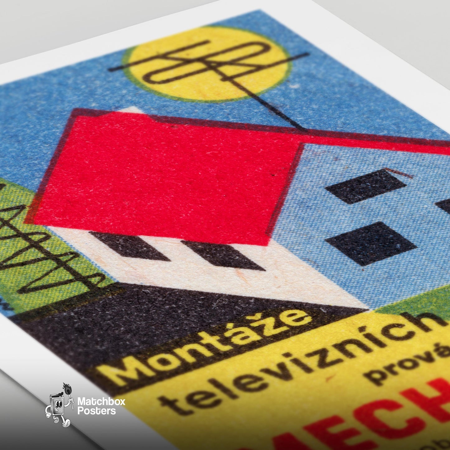 Television Antennas - vintage matchbox label print - close-up detail