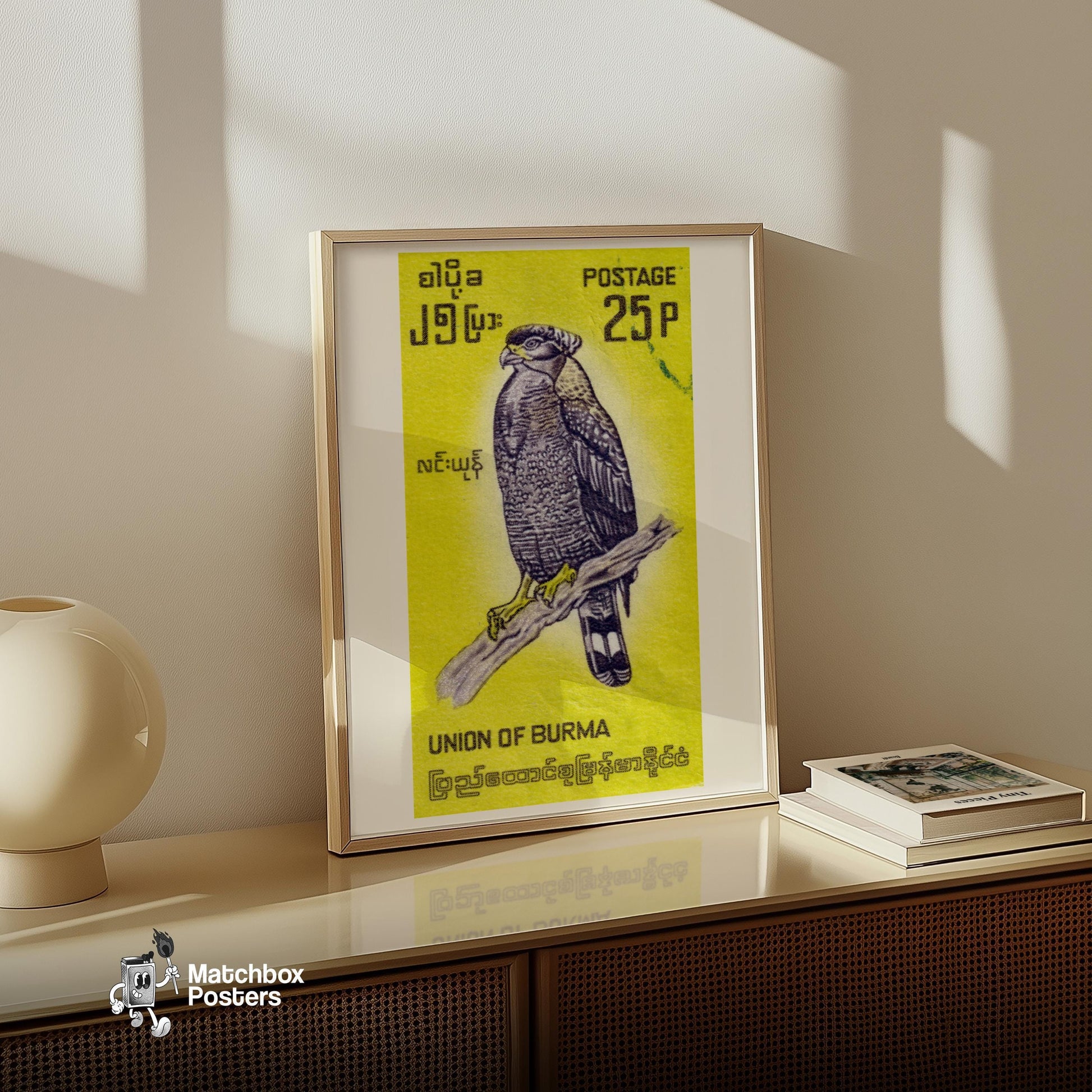Black Hawk - vintage matchbox label print - size comparison