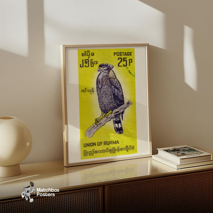 Black Hawk - vintage matchbox label print - size comparison