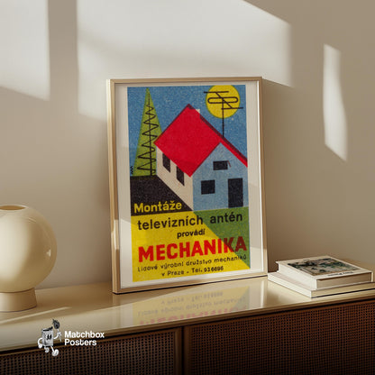 Television Antennas - vintage matchbox label print - size comparison