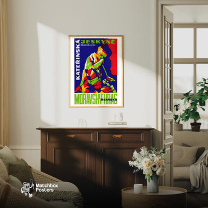 Cave Rocks - vintage matchbox label print - living room mockup