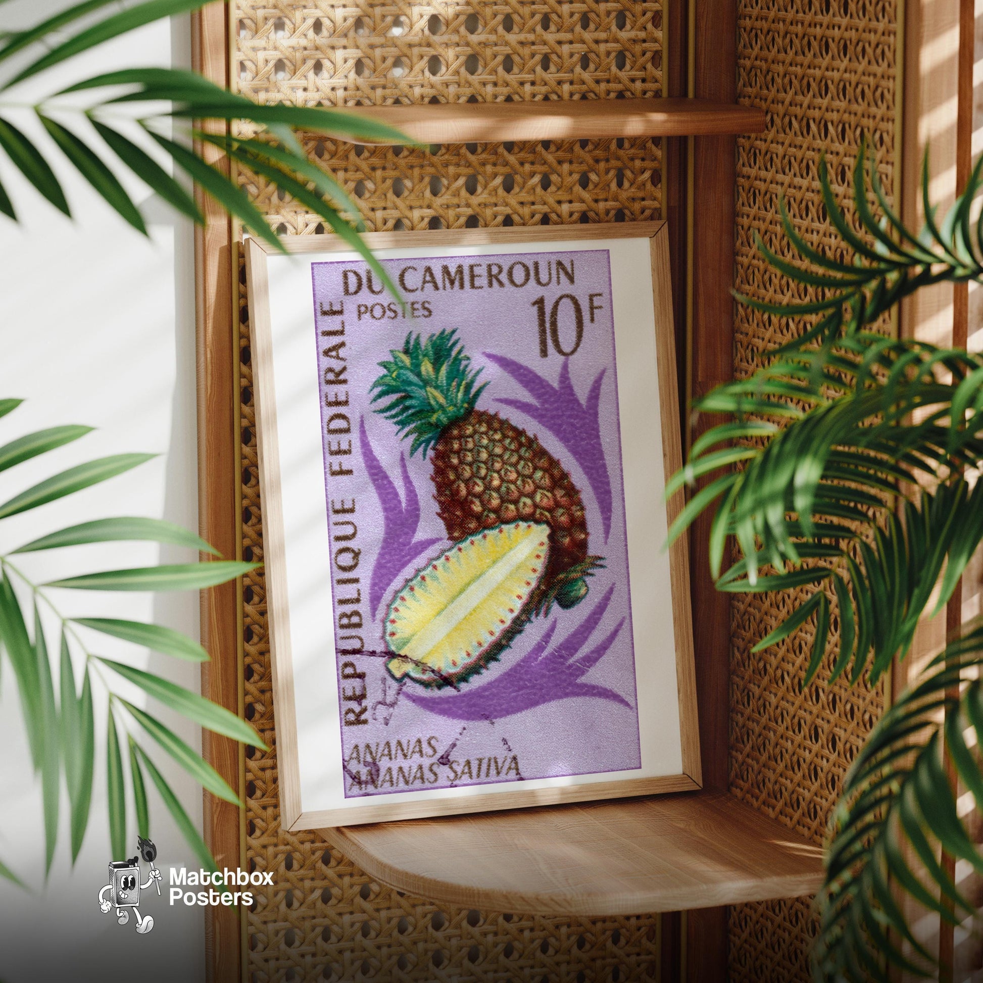 Pineapple - vintage matchbox label print - office wall