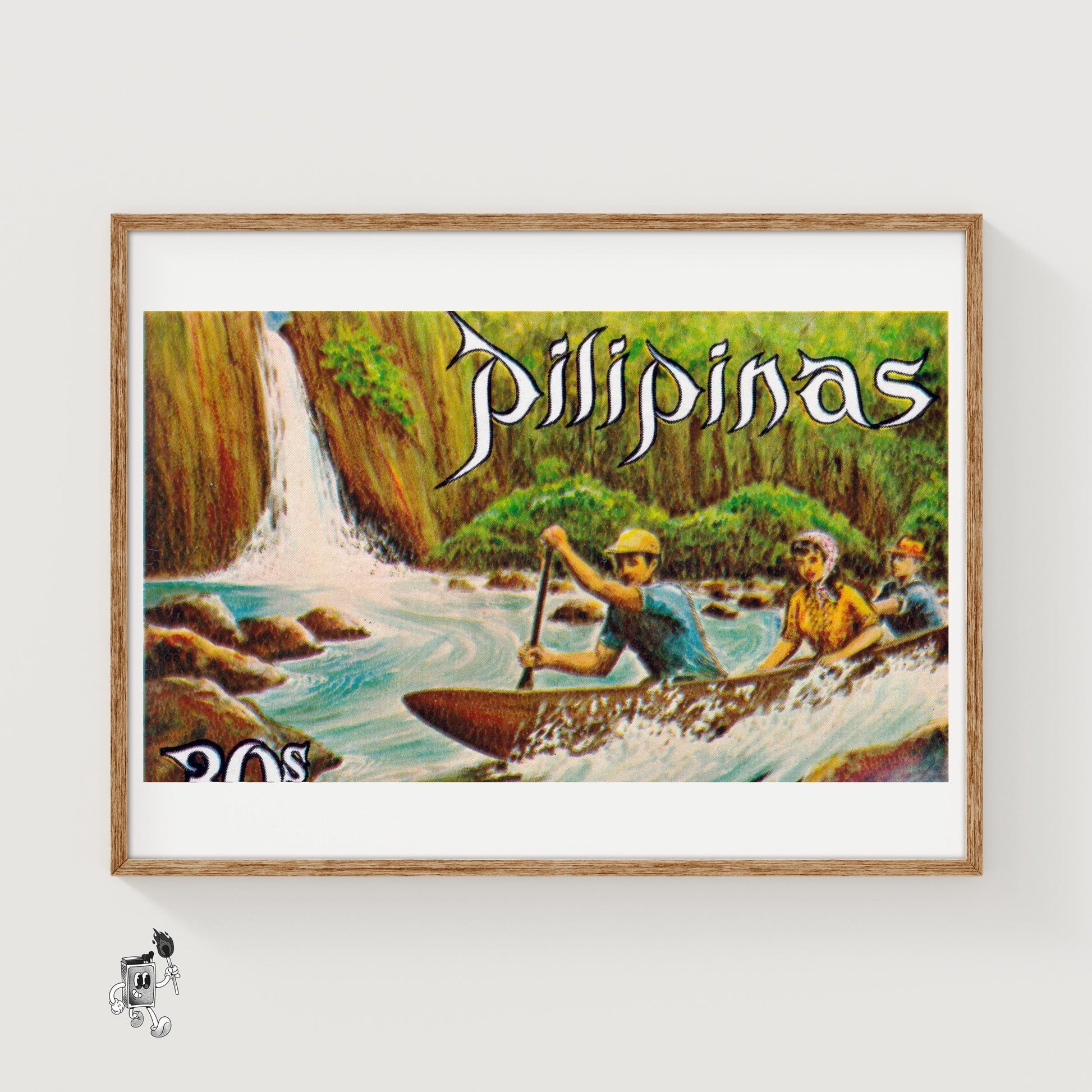 White Water Rapids - vintage matchbox label print