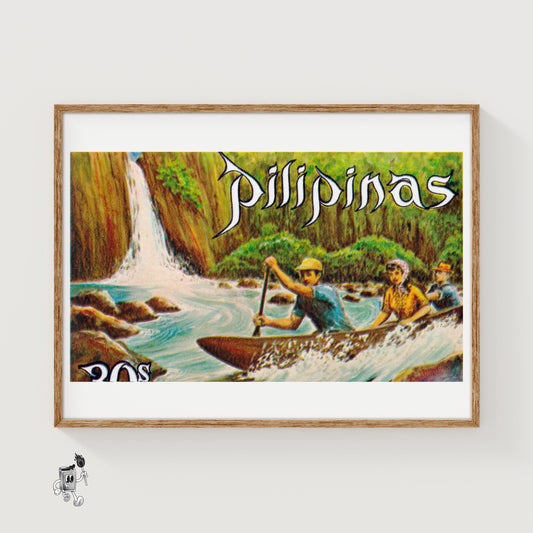 White Water Rapids - vintage matchbox label print