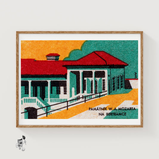 Historical Building - vintage matchbox label print