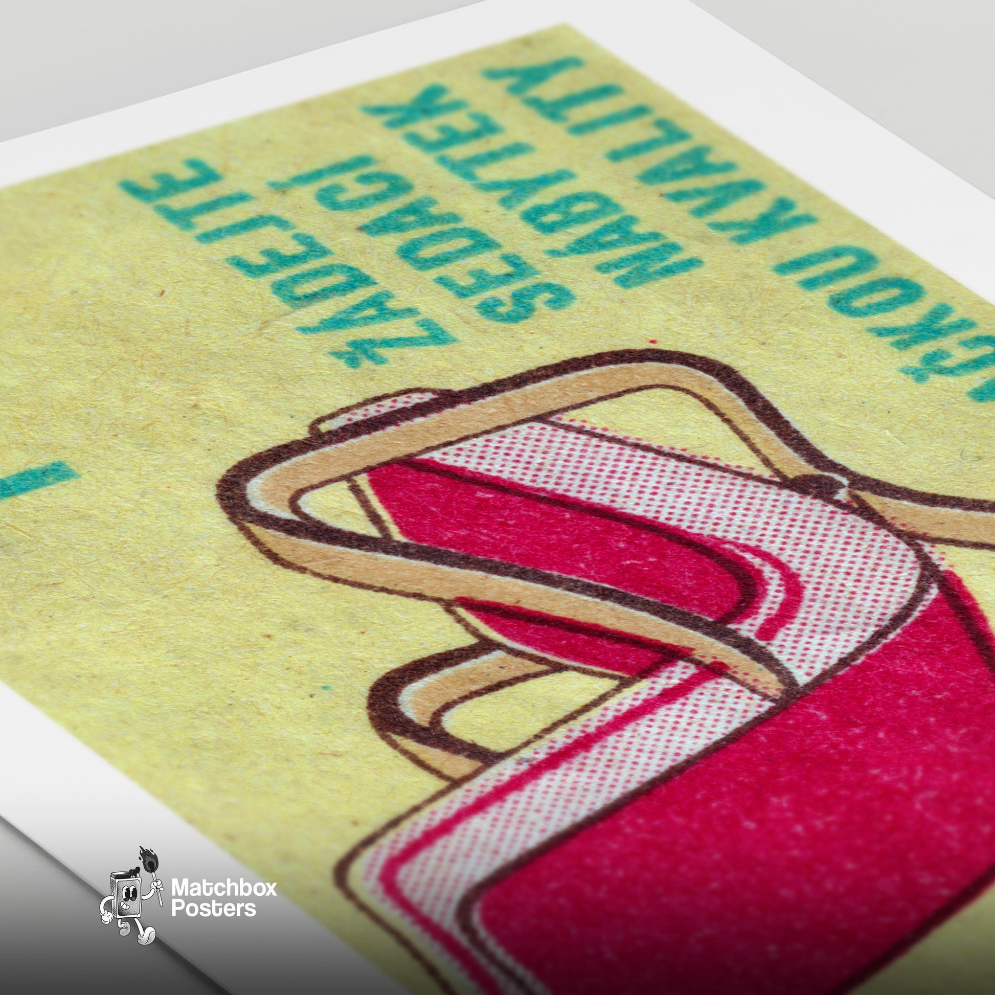 Red Armchair - vintage matchbox label print - close-up detail