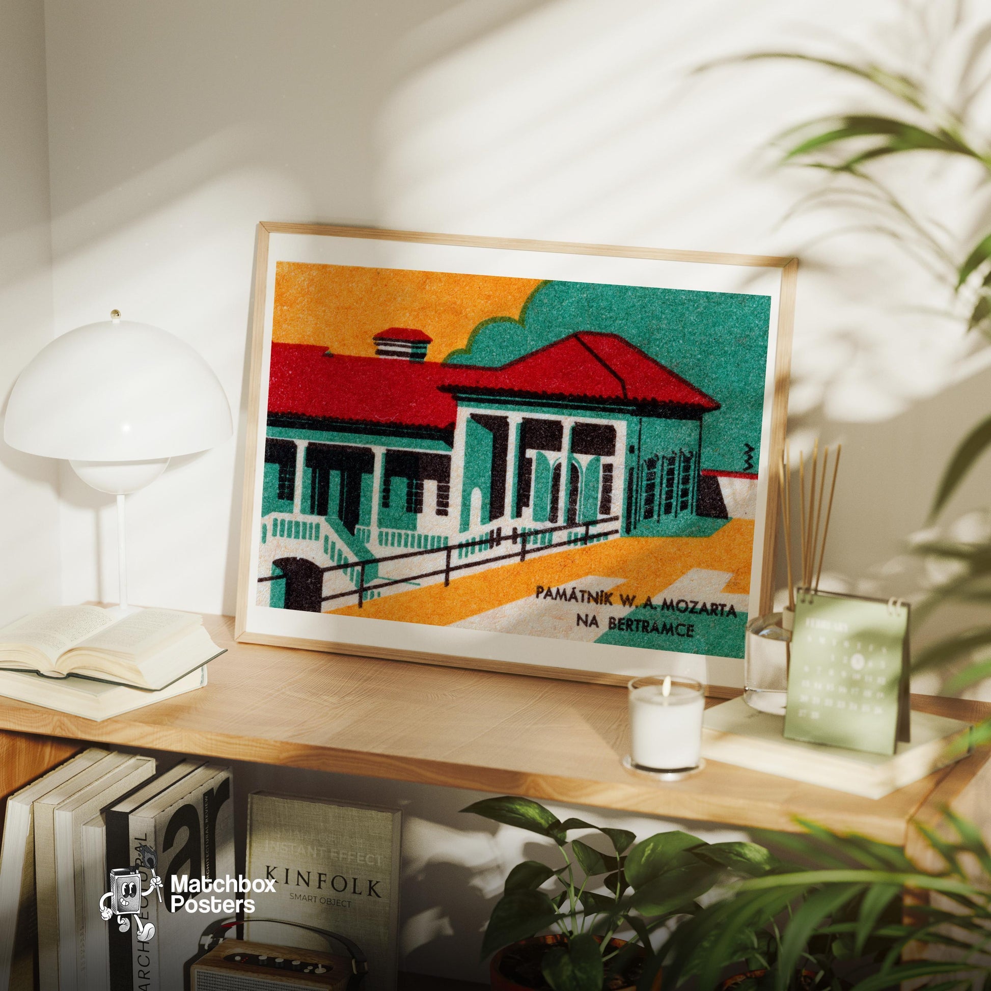 Historical Building - vintage matchbox label print - office wall