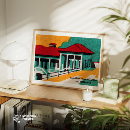 Historical Building - vintage matchbox label print - office wall