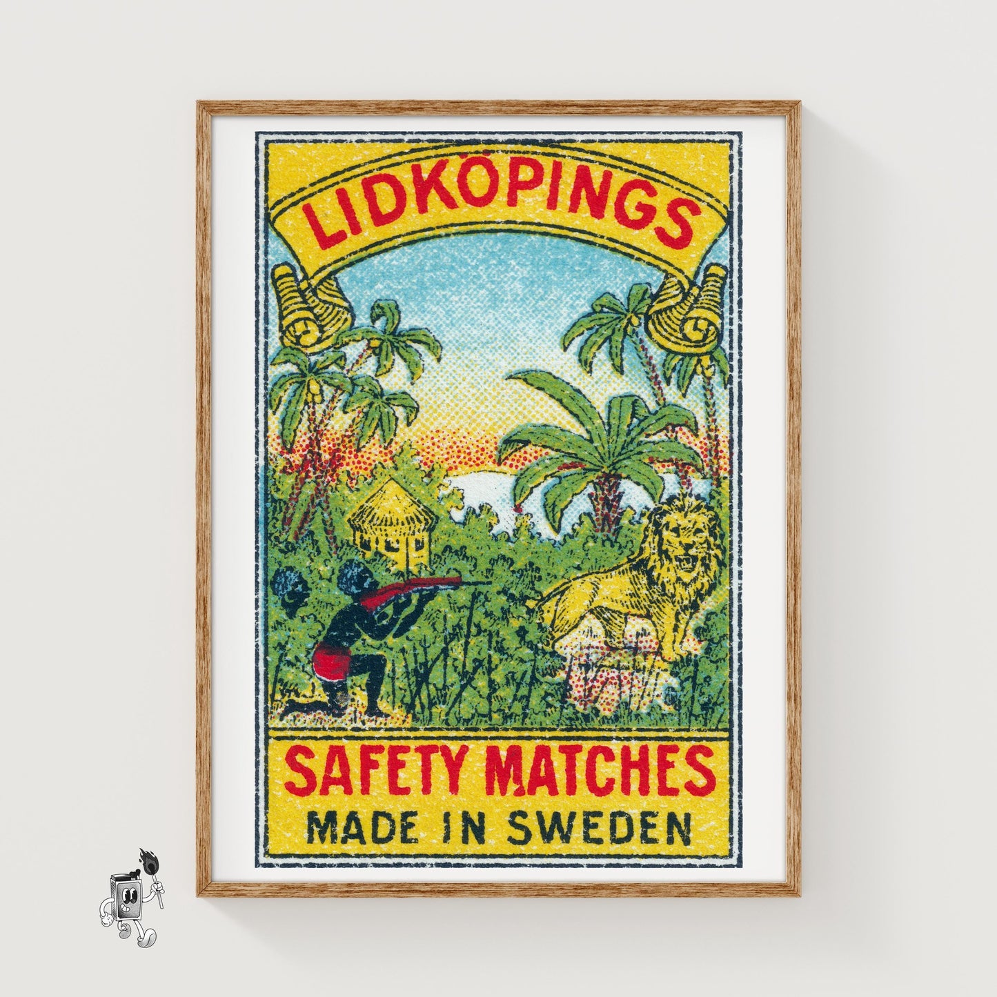 Jungle Hunting - vintage matchbox label print