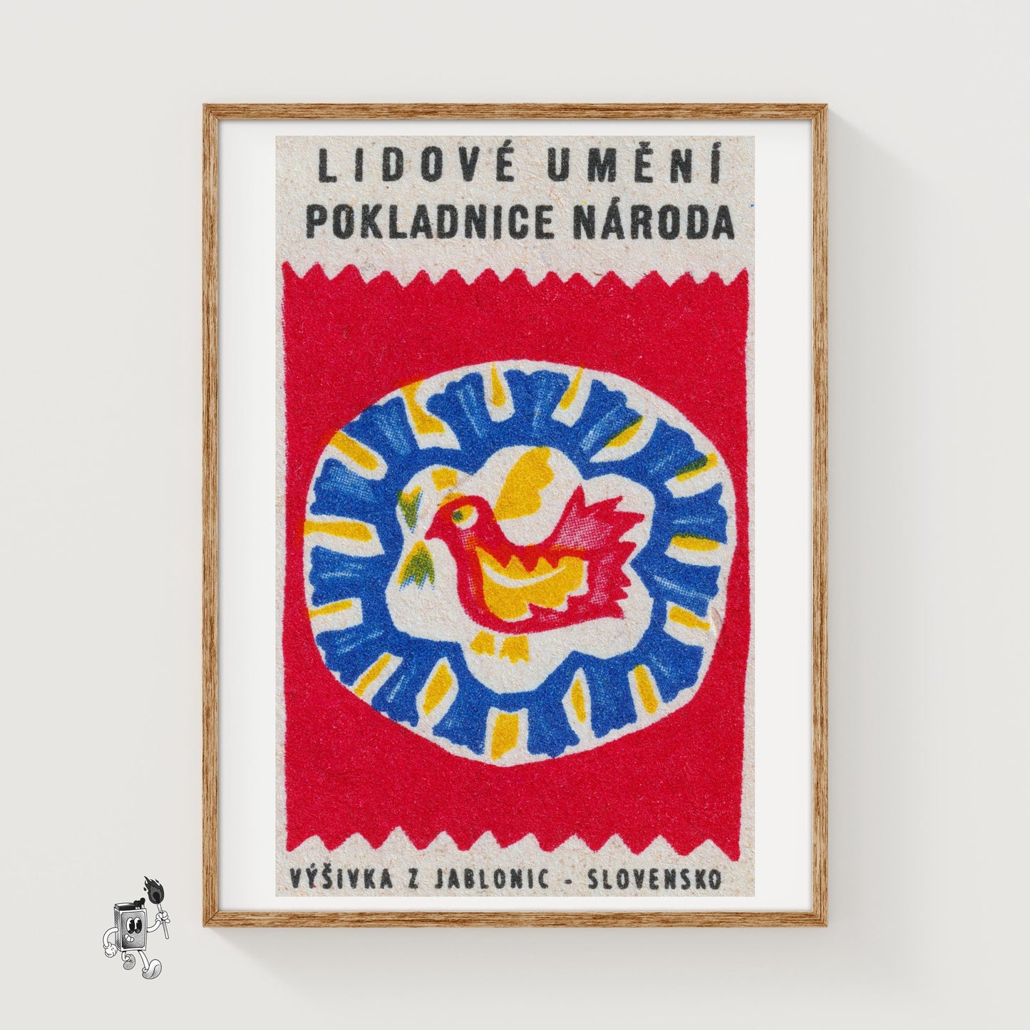 Folk Bird - vintage matchbox label print