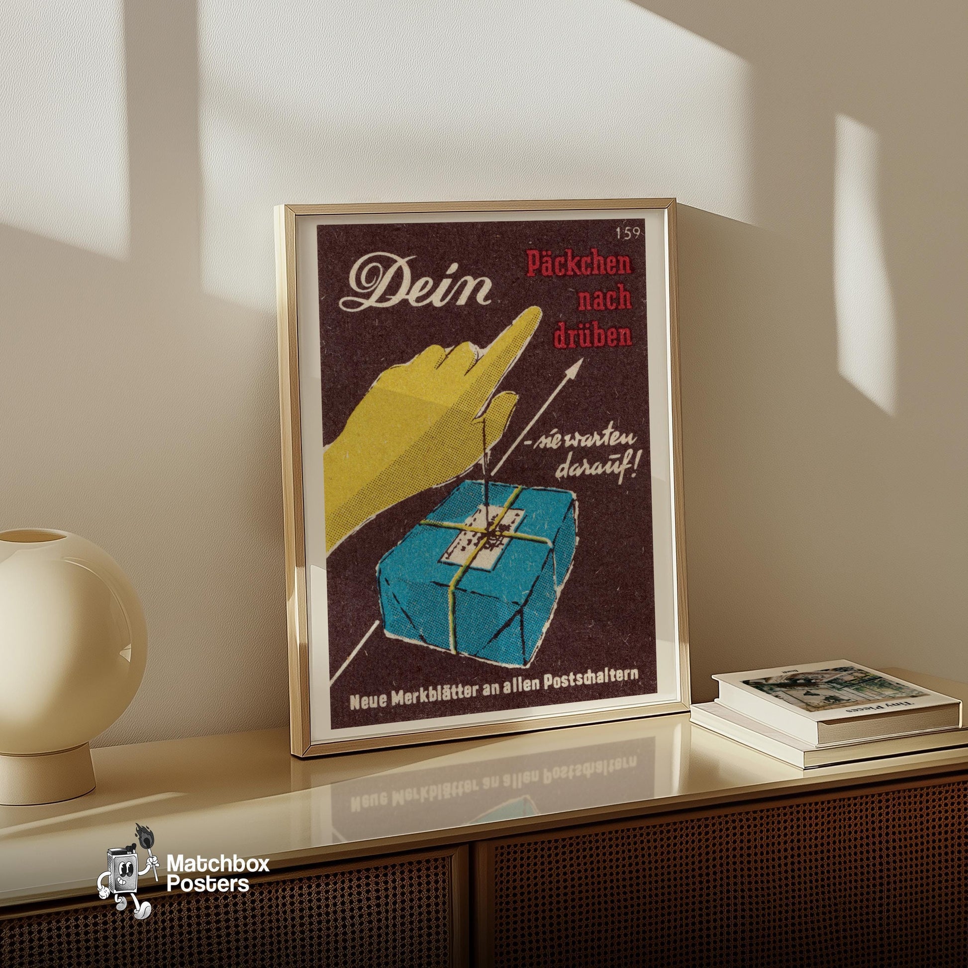 Swift Postal Service - vintage matchbox label print - size comparison