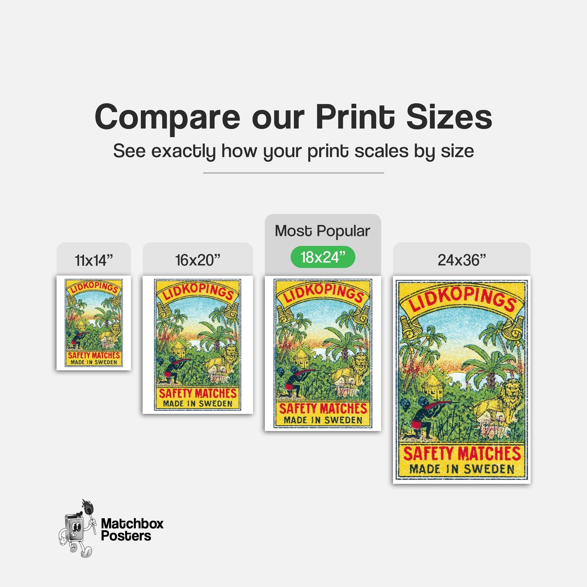 Jungle Hunting - vintage matchbox label print - gallery wall preview