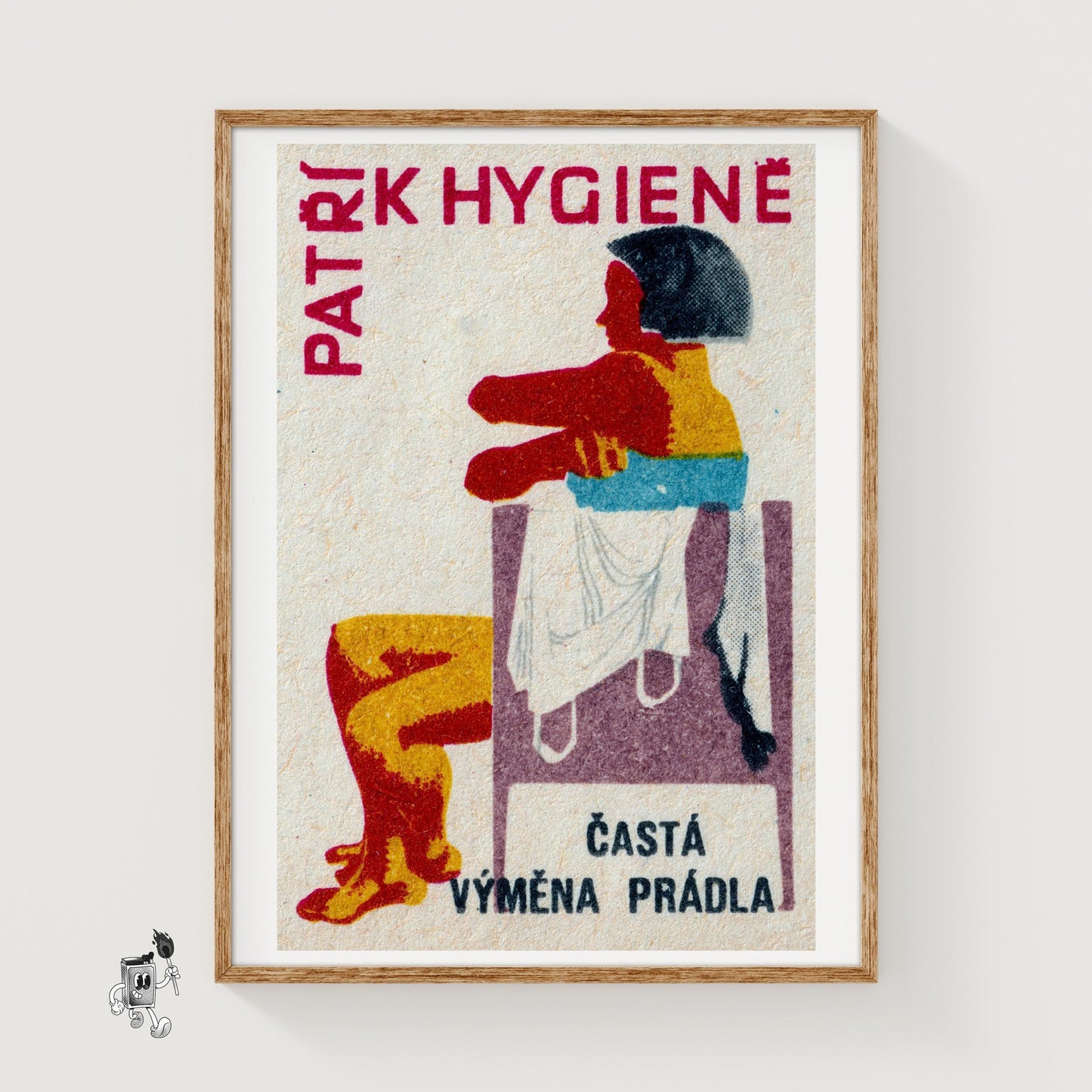 Stylized Human Figure Sitting - vintage matchbox label print