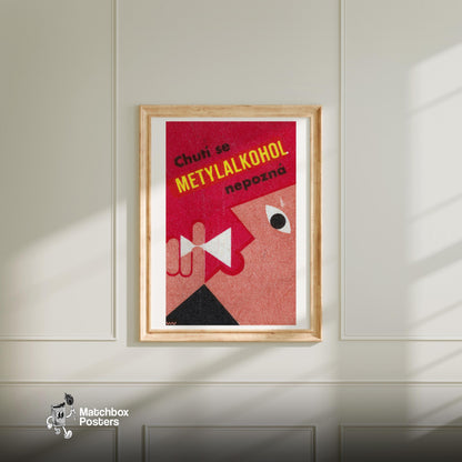Stylized Face - vintage matchbox label print - bedroom mockup