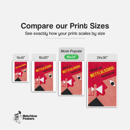 Stylized Face - vintage matchbox label print - gallery wall preview