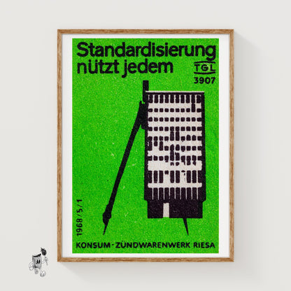 Industrial Building - vintage matchbox label print