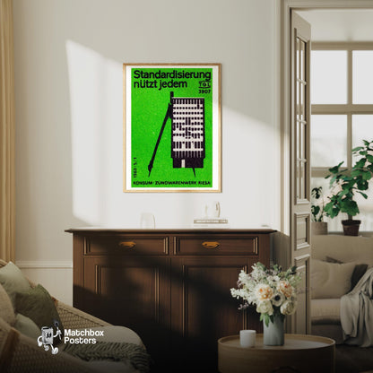 Industrial Building - vintage matchbox label print - living room mockup