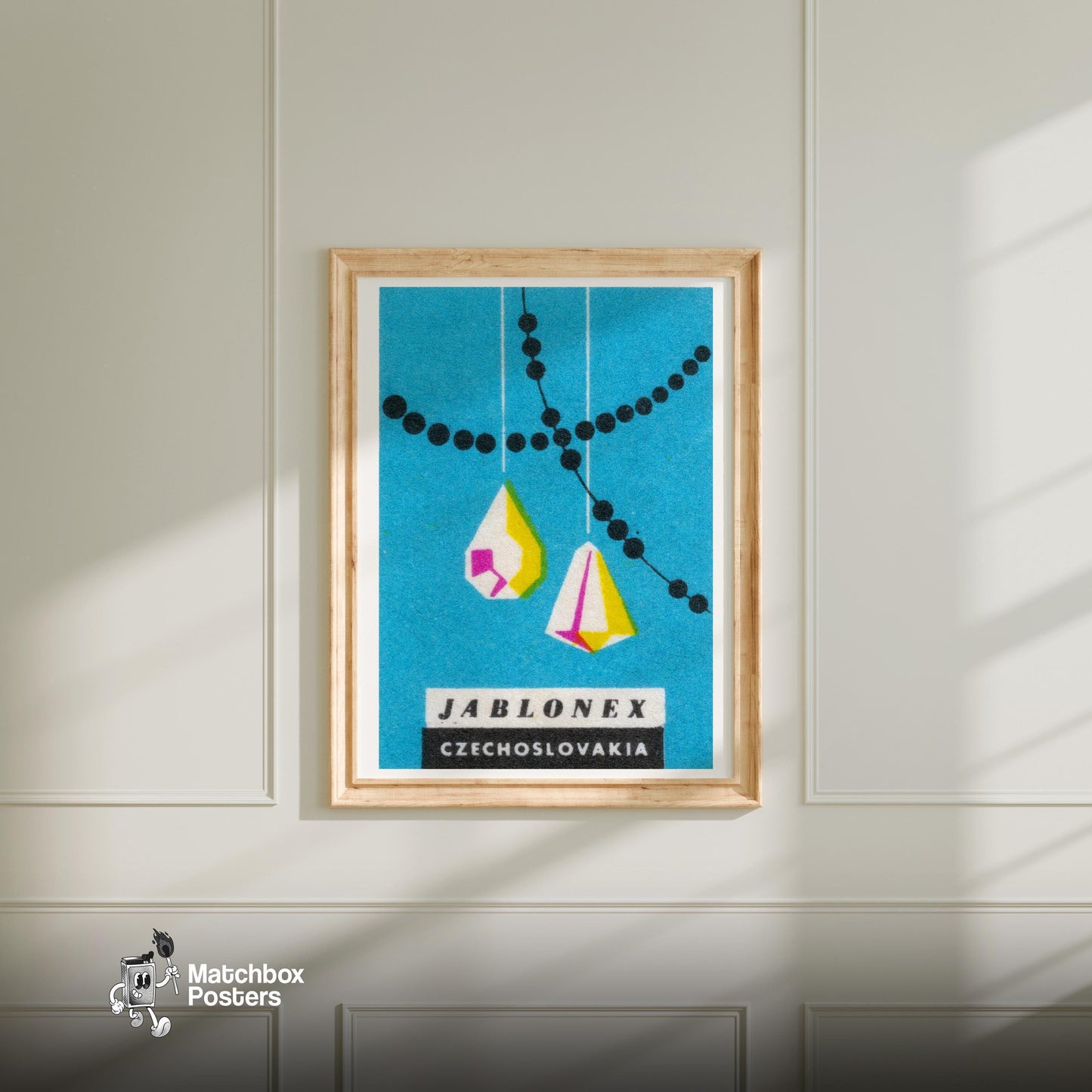 Gemstones - vintage matchbox label print - bedroom mockup