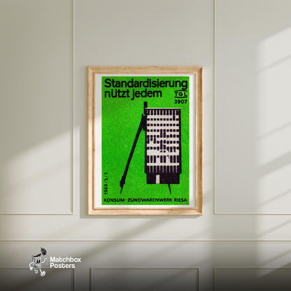 Industrial Building - vintage matchbox label print - bedroom mockup