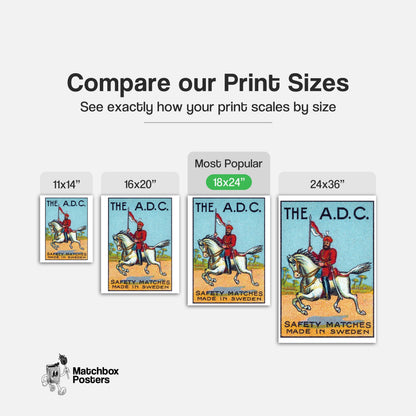 Royal Red Horse Rider - vintage matchbox label print - gallery wall preview