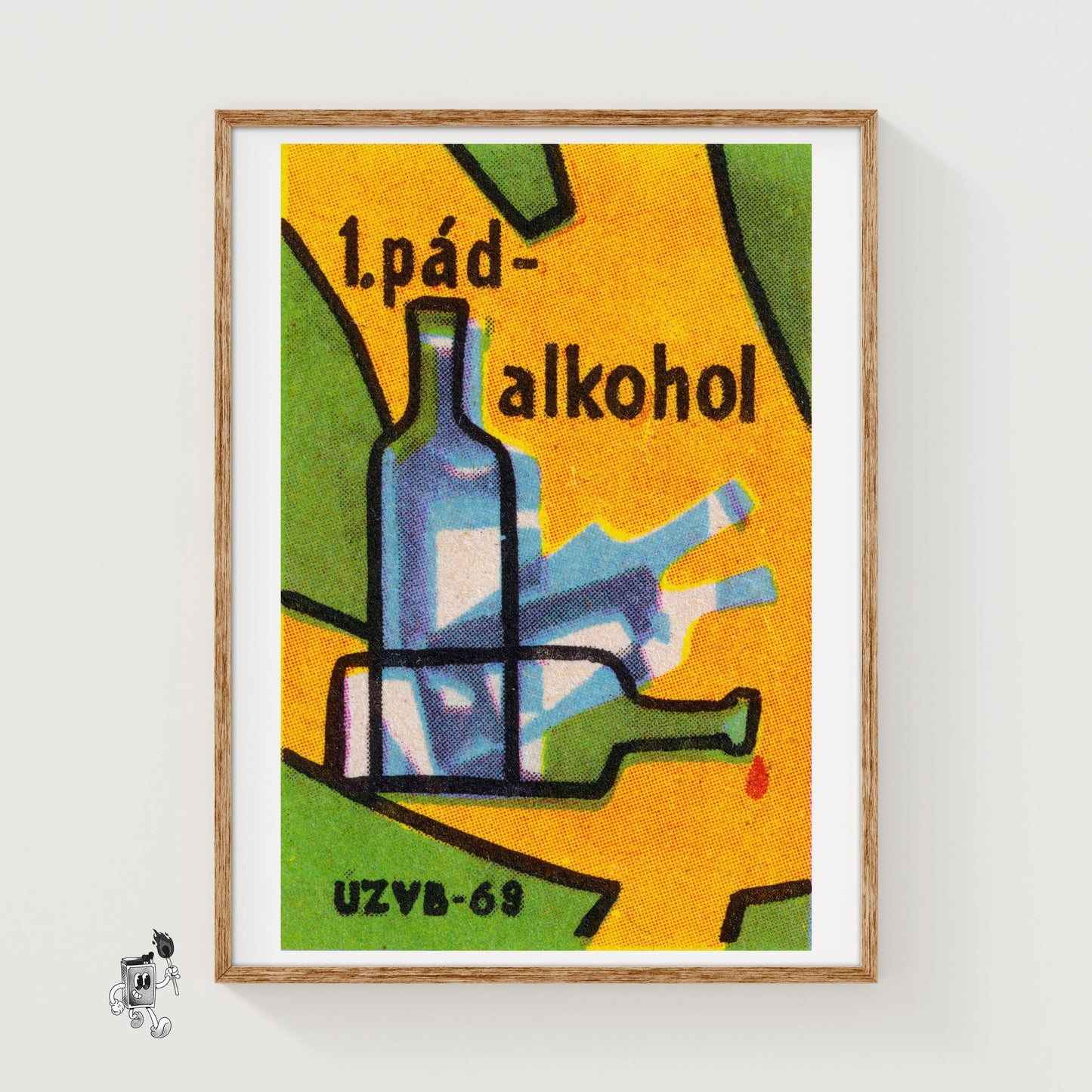 Falling Bottles - vintage matchbox label print
