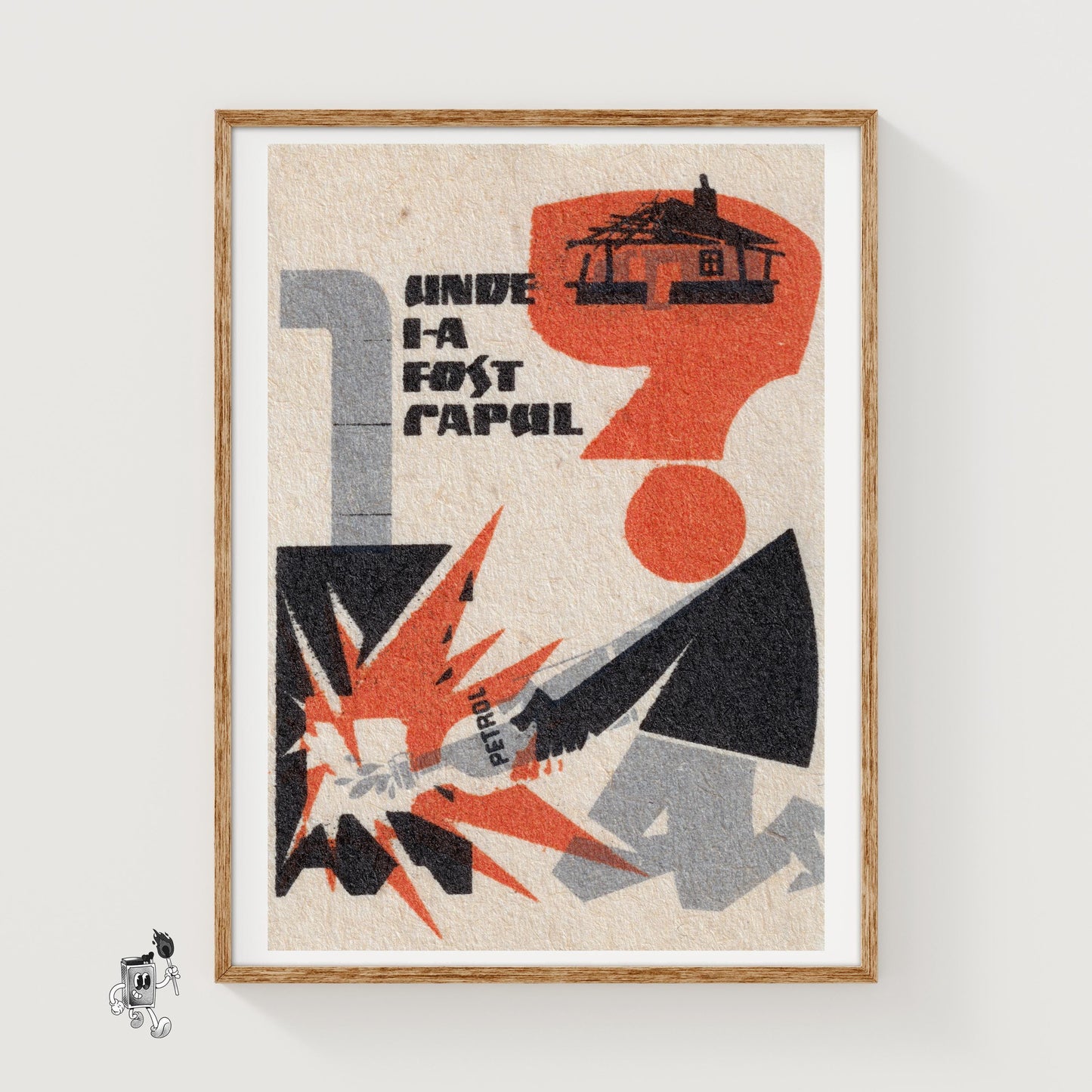 Where Was His Head? - vintage matchbox label print