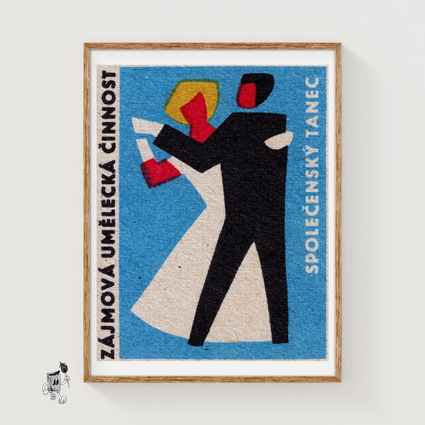 Stylized Figure - vintage matchbox label print