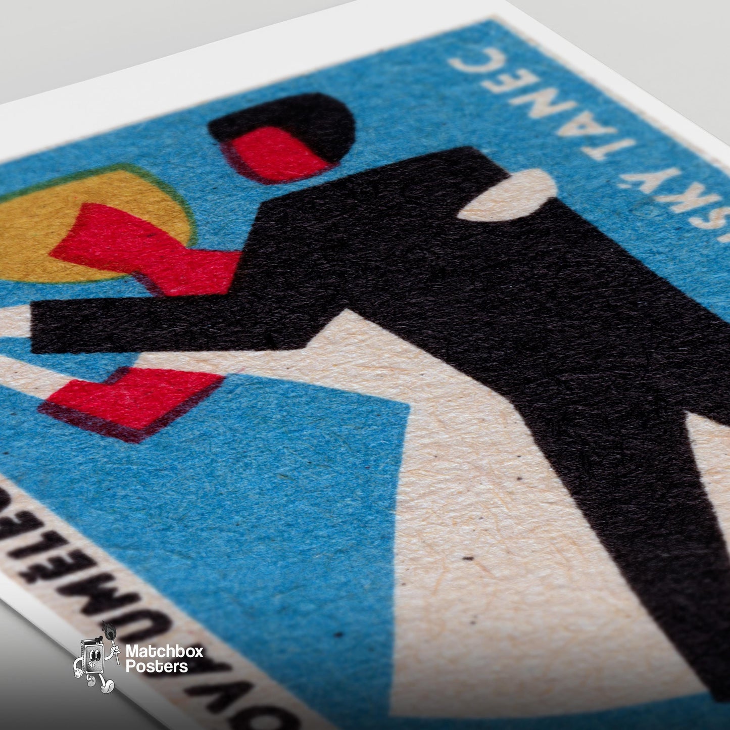 Stylized Figure - vintage matchbox label print - close-up detail